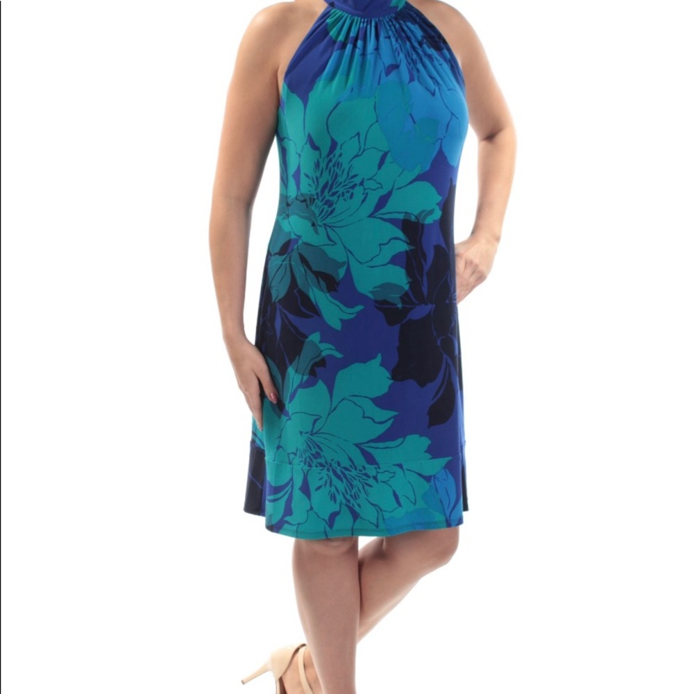 American Living Womens Knee length floral print semi formal dress - Blue size 10